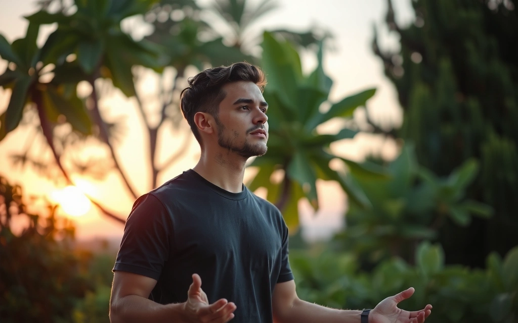 Man meditating in nature