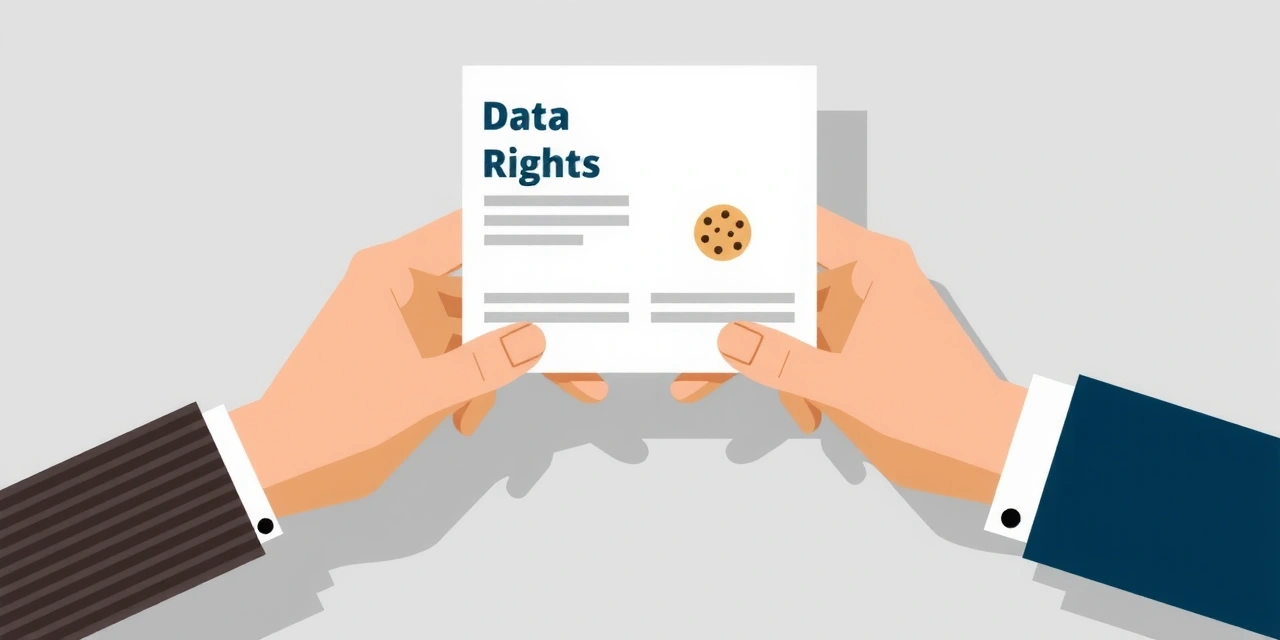 Illustration of hands holding data and a cookie icon